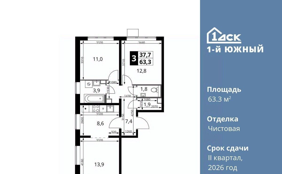 квартира г Видное Первый Южный жилой комплекс, к 1. 3, Бирюлёво фото 1