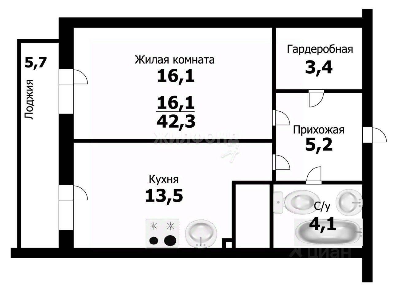 квартира г Новосибирск р-н Калининский пр-кт Красный 311 ЖК «Северная корона» фото 17