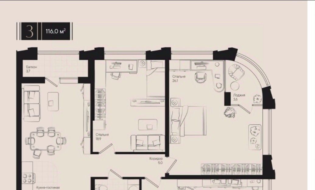 квартира г Краснодар р-н Прикубанский ул им. Мурата Ахеджака 20 фото 1