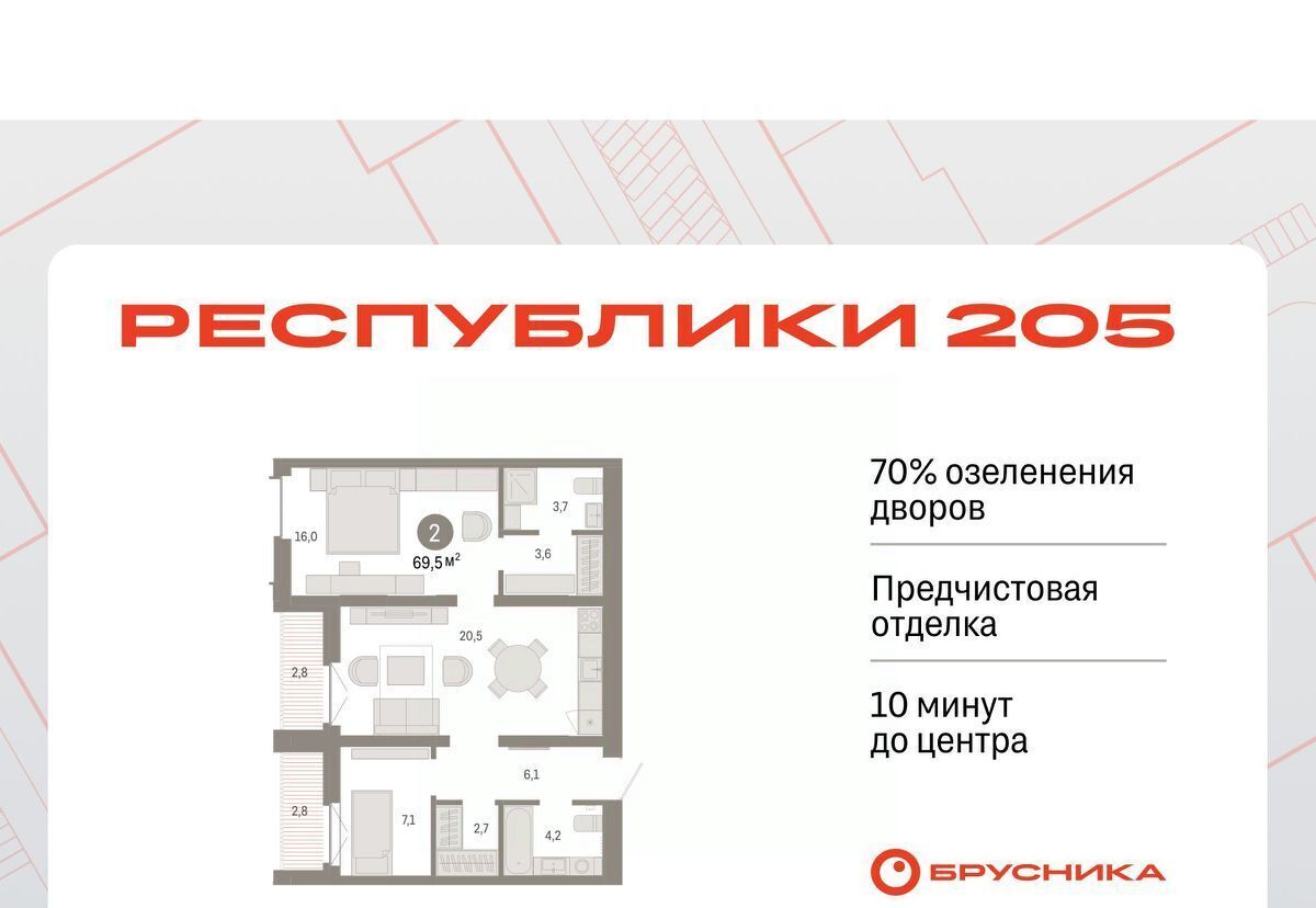 квартира г Тюмень р-н Ленинский Республики 205 жилой комплекс фото 1