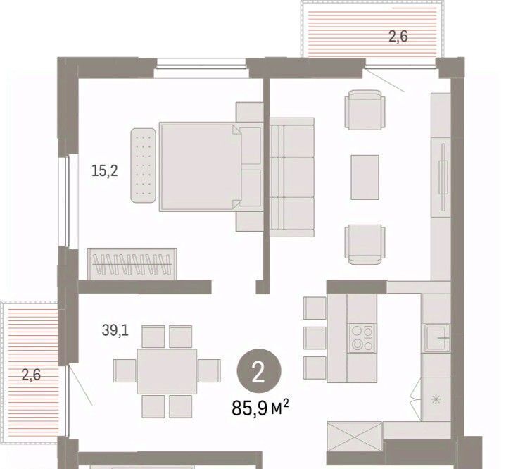 квартира г Тюмень р-н Центральный ул Мысовская 26к/2 фото 3