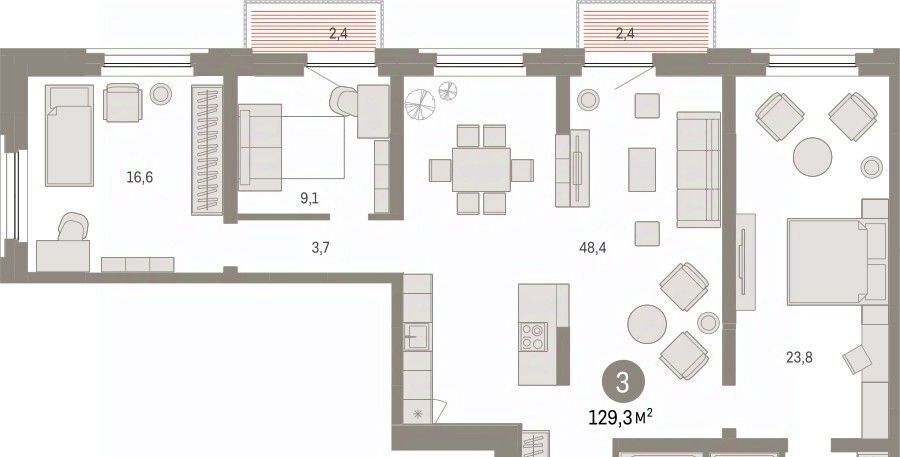 квартира г Тюмень р-н Центральный ул Мысовская 26к/2 фото 3
