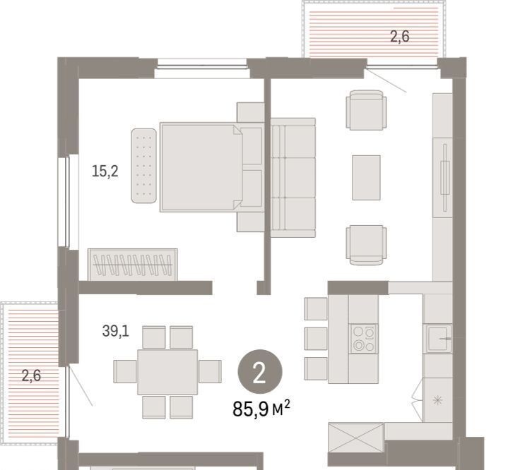 квартира г Тюмень р-н Центральный ул Мысовская 26к/2 фото 3