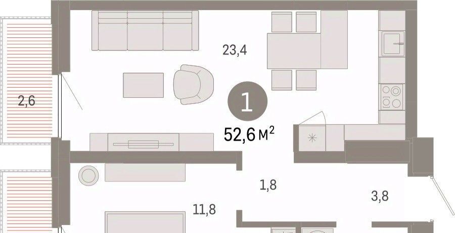 квартира г Тюмень р-н Центральный ул Мысовская 26к/2 фото 3