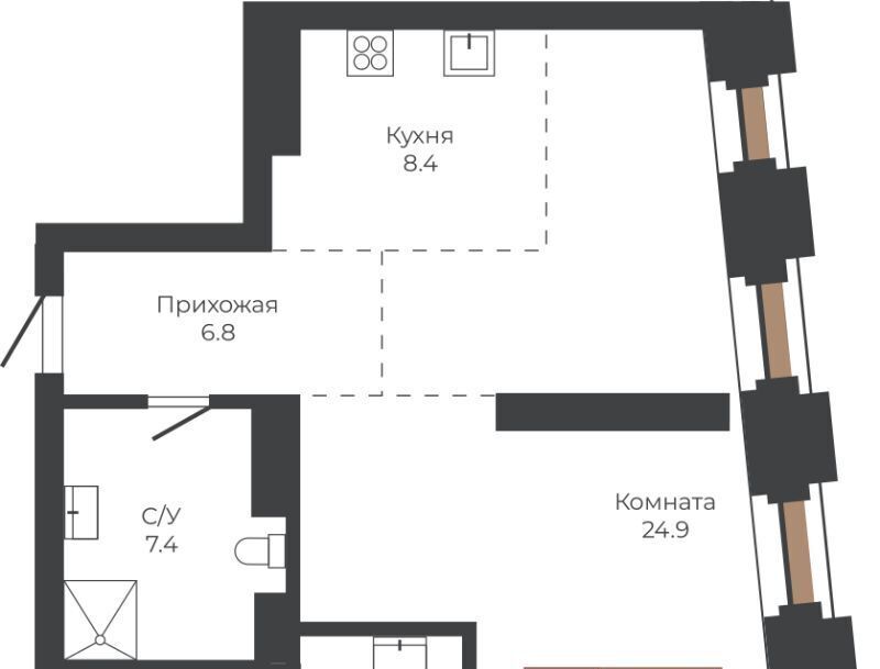 квартира г Барнаул р-н Центральный пл им В.Н.Баварина 8к/2 фото 1