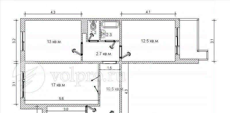 квартира г Тольятти р-н Автозаводский ул Юбилейная 13 фото 2