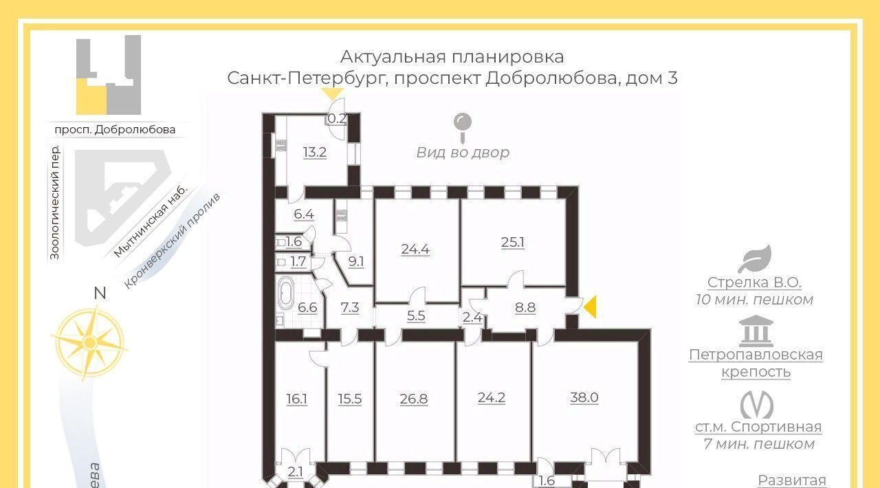 квартира г Санкт-Петербург метро Спортивная пр-кт Добролюбова 3 фото 2