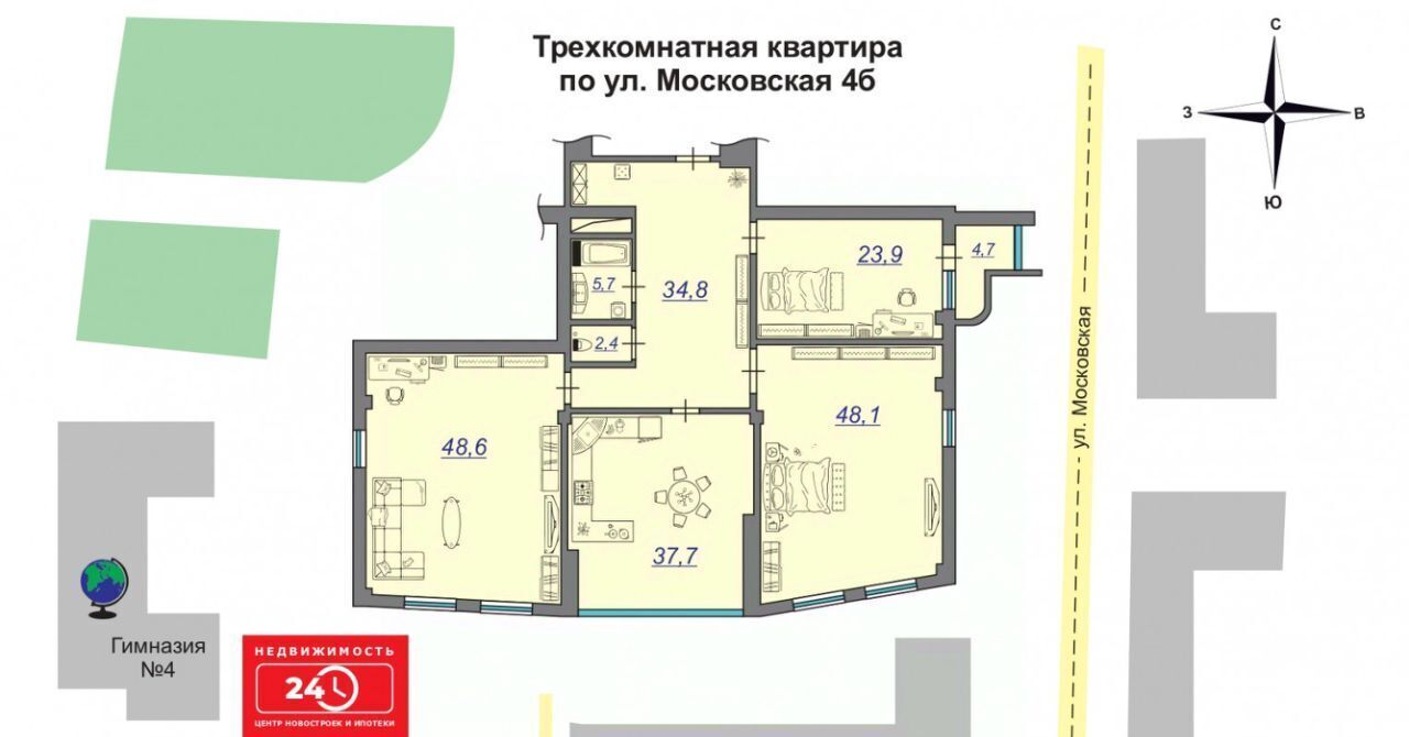 квартира г Пенза р-н Ленинский ул Московская 4б фото 2