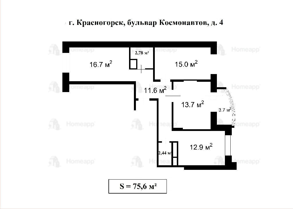 квартира г Красногорск б-р Космонавтов 4 фото 22