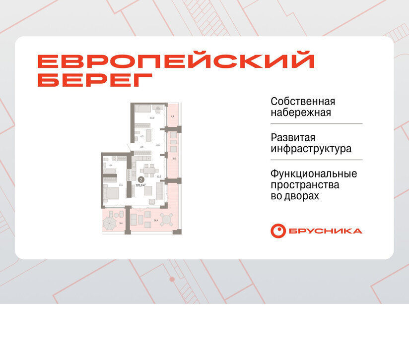 квартира г Новосибирск р-н Октябрьский Речной вокзал микрорайон Европейский Берег фото 1