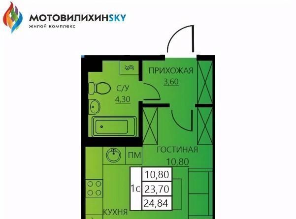квартира г Пермь р-н Мотовилихинский ул Гашкова 56к/2 фото 1