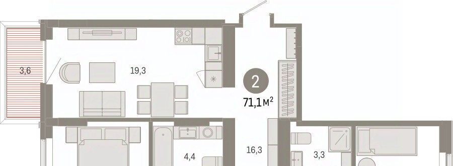 квартира г Омск р-н Кировский Кварталы Драверта ул. Б. Г. Шаронова, 9 фото 2