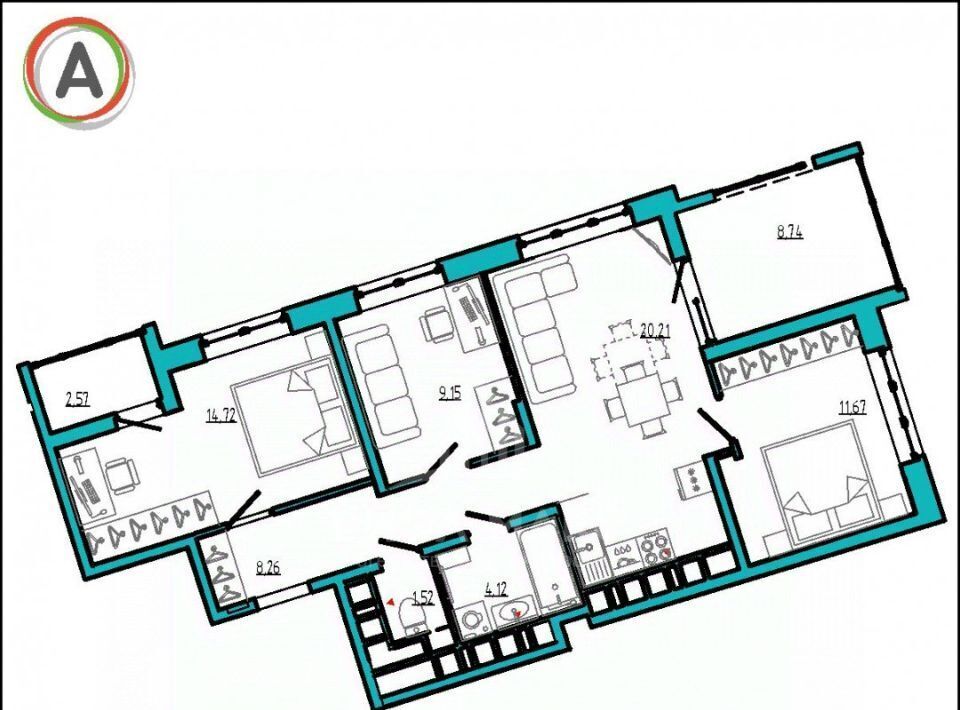квартира г Брянск р-н Советский Бежицкая ул., 21Б фото 2