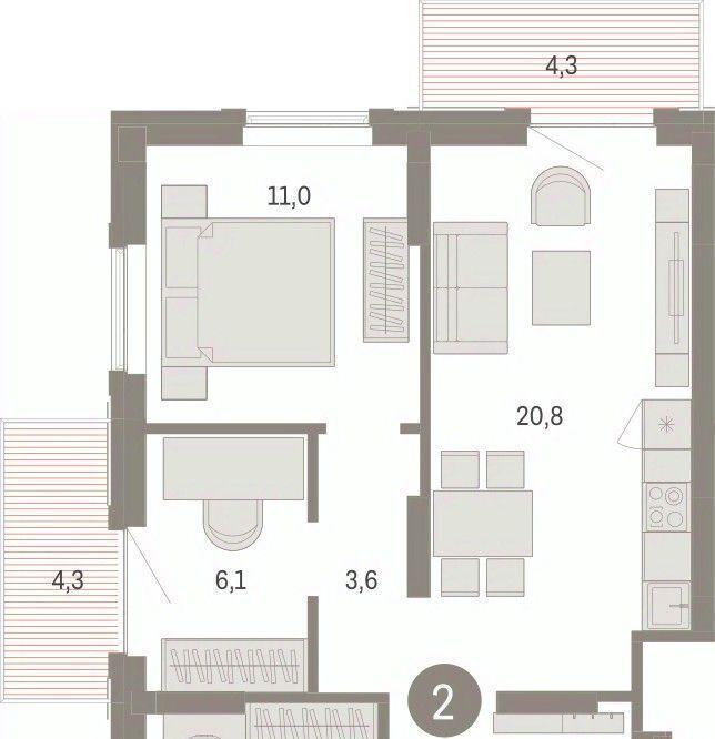 квартира г Омск р-н Кировский ул. Б. Г. Шаронова, 9 фото 2