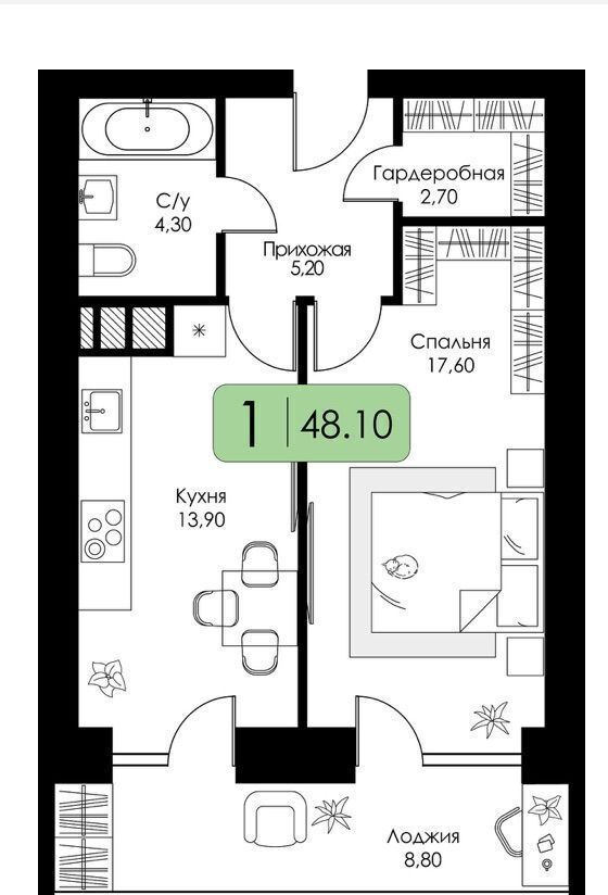 квартира г Смоленск п Одинцово р-н Ленинский д. 5, блок-секц. 1, 2, 3 фото 26