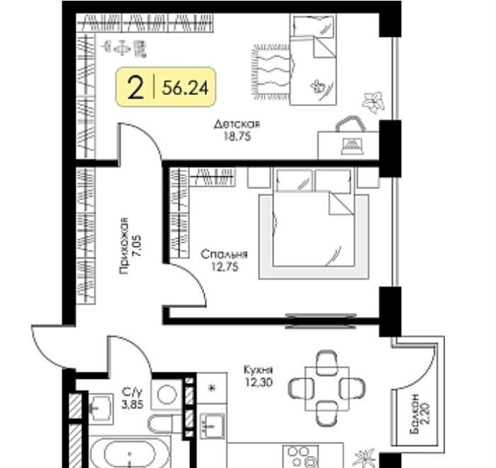 квартира г Смоленск р-н Ленинский ш Краснинское 4 блок-секция 1, 2, 3 фото 2