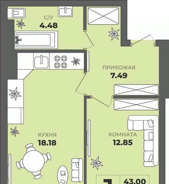 квартира г Калининград р-н Московский ул Генерала Толстикова 36к/2 фото 1