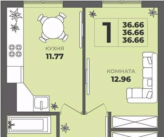 квартира г Калининград р-н Московский ул Генерала Толстикова 36к/2 фото 1