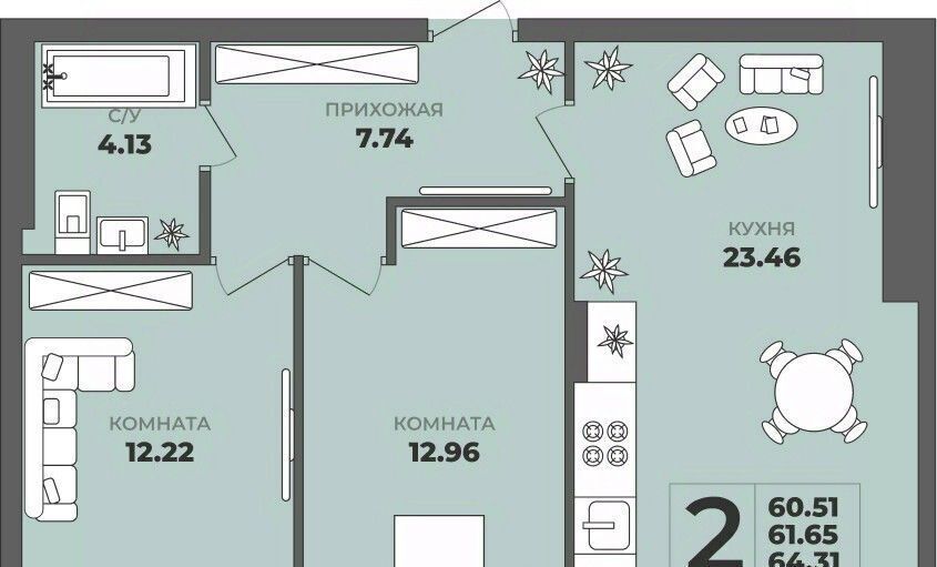 квартира г Калининград р-н Московский ул Генерала Толстикова 36к/2 фото 1