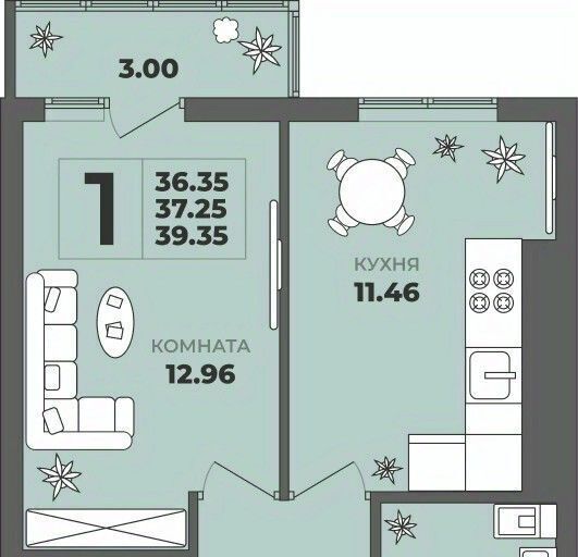квартира г Калининград р-н Московский ул Генерала Толстикова 36к/2 фото 1