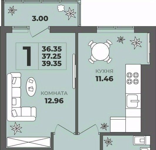 квартира г Калининград р-н Московский ул Генерала Толстикова 36к/2 фото 1