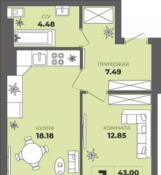 квартира г Калининград р-н Московский ул Генерала Толстикова 36к/2 фото 1