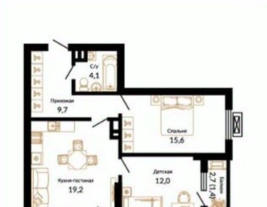 квартира г Краснодар р-н Прикубанский ул Конгрессная 43 фото 1