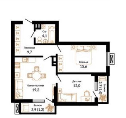 квартира г Краснодар р-н Прикубанский ул Конгрессная 43 фото 3