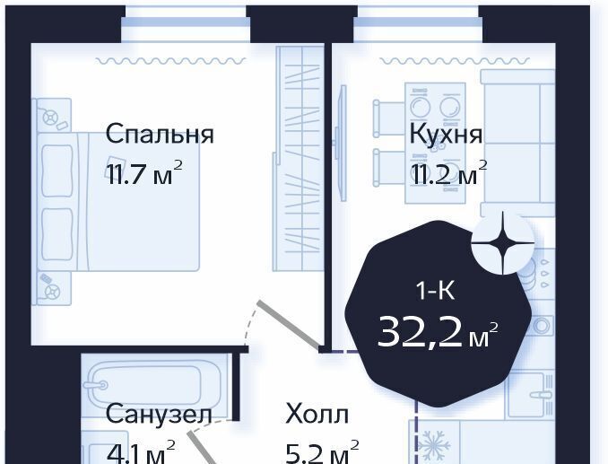 квартира г Тюмень р-н Центральный ул Новгородская 22 фото 1