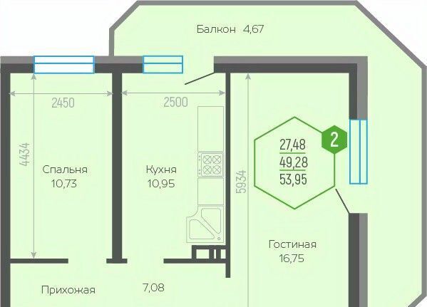 квартира г Краснодар р-н Прикубанский ул Черкасская 58/2 фото 1