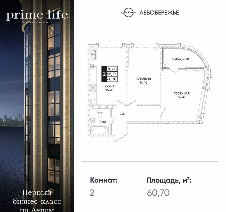 квартира г Ростов-на-Дону р-н Кировский ул Левобережная 2 уч. 6/1 фото 1