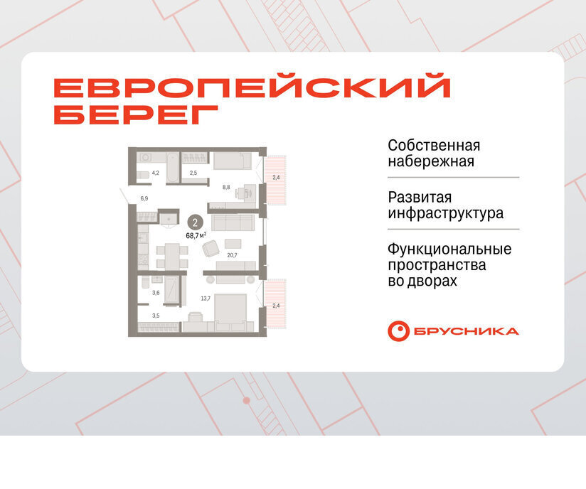 квартира г Новосибирск р-н Октябрьский Речной вокзал микрорайон Европейский Берег фото 1