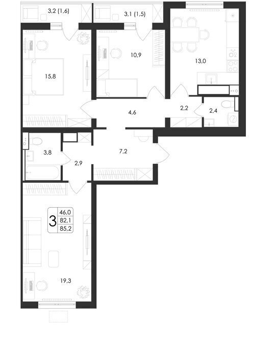 квартира г Воронеж ул Шишкова 140б/23 фото 1