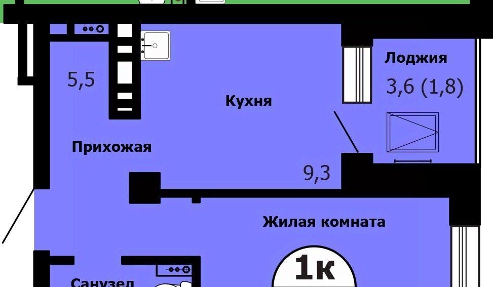 квартира г Красноярск р-н Октябрьский Сад № 2 Локомотивного Депо СНТ, 58 фото 1