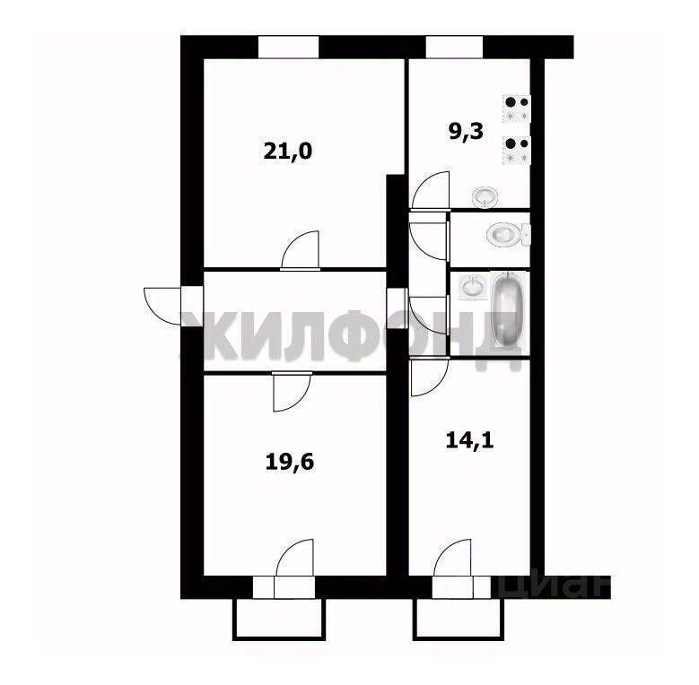 квартира г Новосибирск р-н Дзержинский ул Авиастроителей 13а фото 2