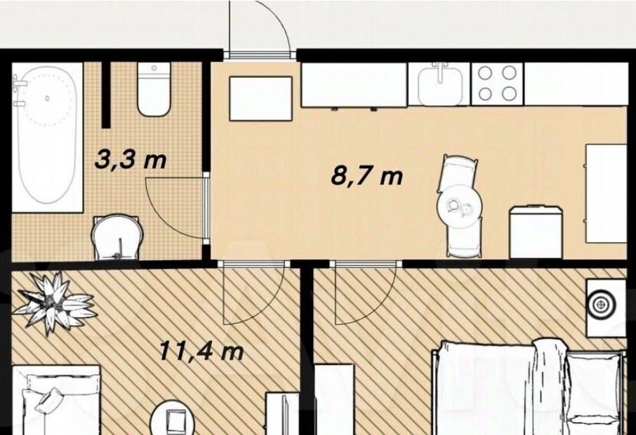 квартира г Череповец р-н Заягорбский ул Краснодонцев 49 фото 13