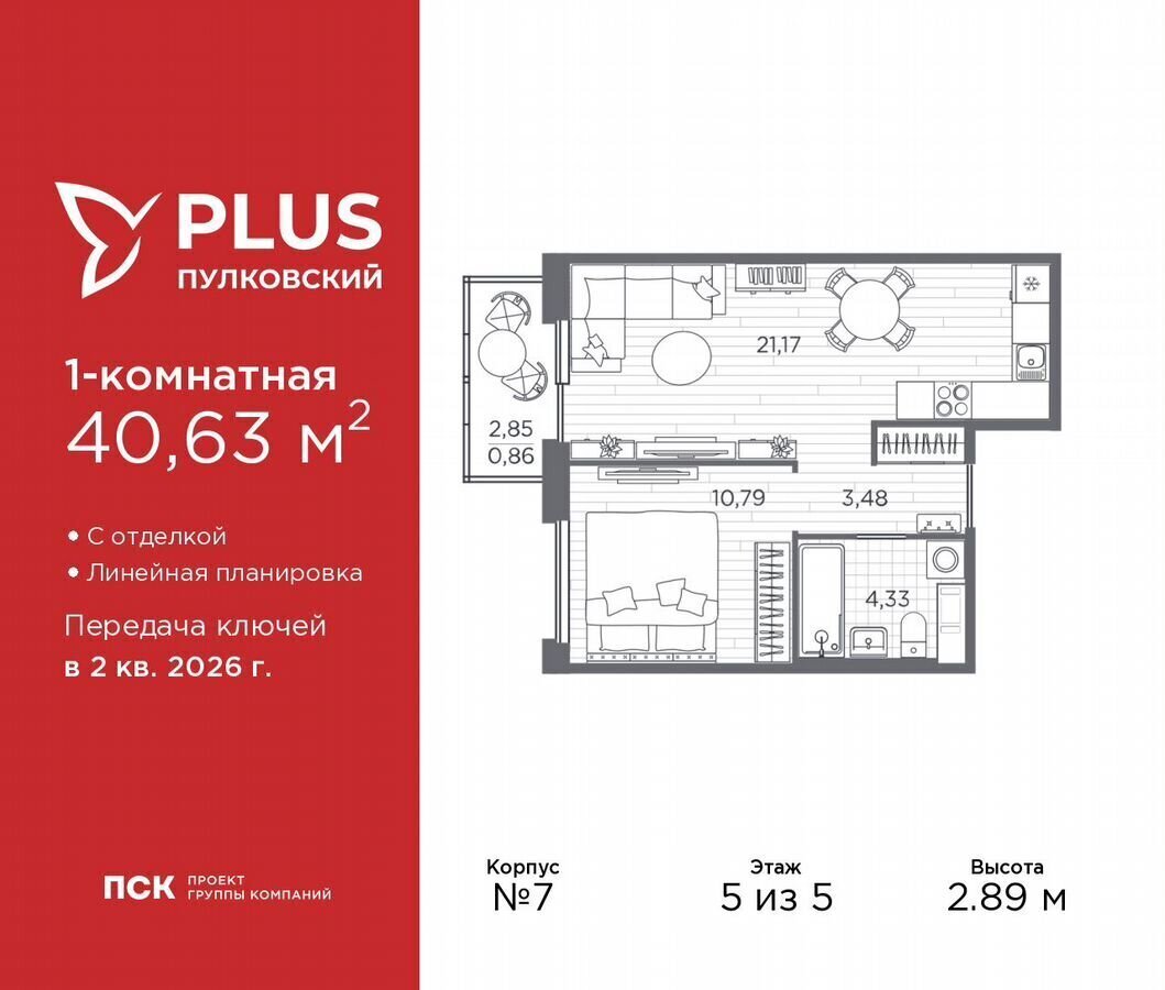 квартира г Санкт-Петербург р-н Московский ш Пулковское 24 ЖК Пулковский округ Пулковский меридиан фото 1