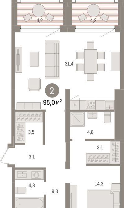 квартира г Тюмень р-н Центральный ул Муравленко 9к/3 фото 3