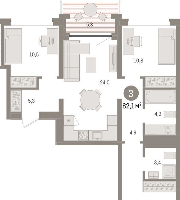 квартира г Тюмень р-н Центральный ул Муравленко 9к/3 фото 3