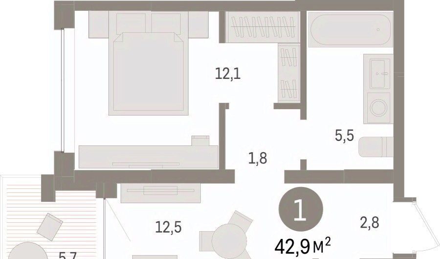 квартира г Тюмень р-н Центральный ул Муравленко 9к/3 фото 3