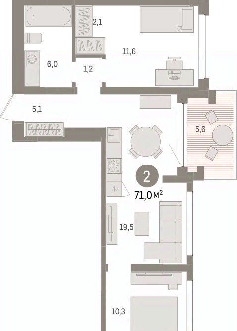 квартира г Тюмень р-н Центральный ул Муравленко 9к/3 фото 3