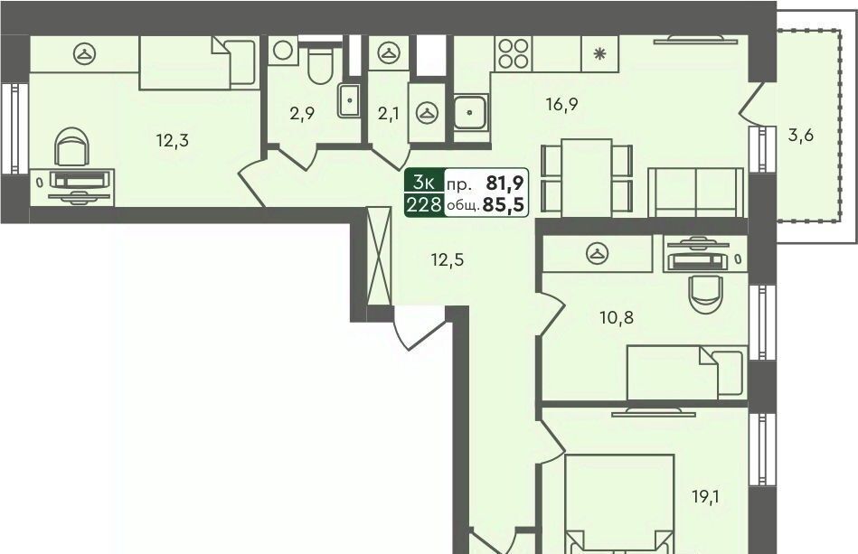 квартира г Курган мкр 6а п Заозерный жилрайон, 25/4 фото 1