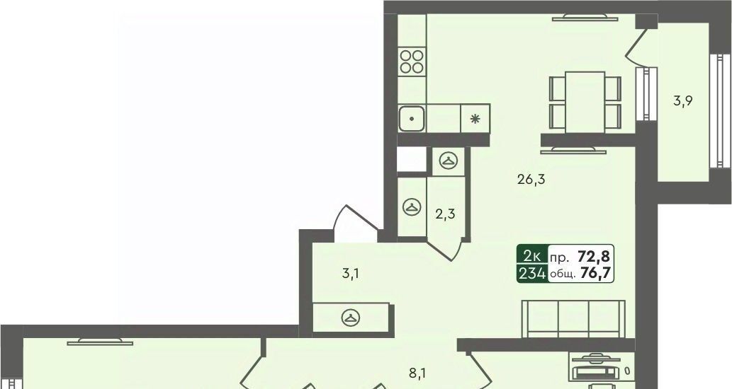 квартира г Курган мкр 6а п Заозерный ЖК «Маяк» жилрайон, 25/4 фото 1