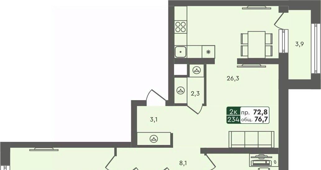 квартира г Курган мкр 6а п Заозерный жилрайон, 25/4 фото 1