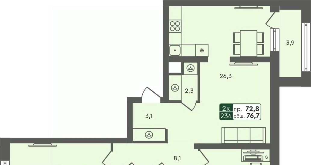 квартира г Курган мкр 6а п Заозерный жилрайон, 25/4 фото 1
