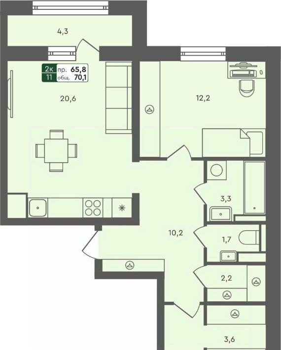 квартира г Курган мкр 6а п Заозерный жилрайон, 25/4 фото 1