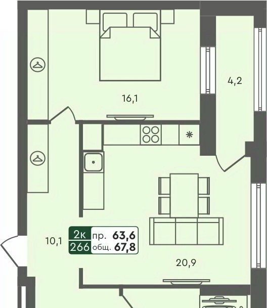 квартира г Курган мкр 6а п Заозерный жилрайон, 25/4 фото 1