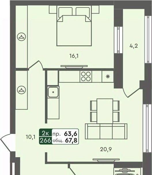 квартира г Курган мкр 6а п Заозерный жилрайон, 25/4 фото 1