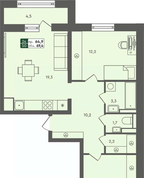 квартира г Курган мкр 6а п Заозерный жилрайон, 25/4 фото 1