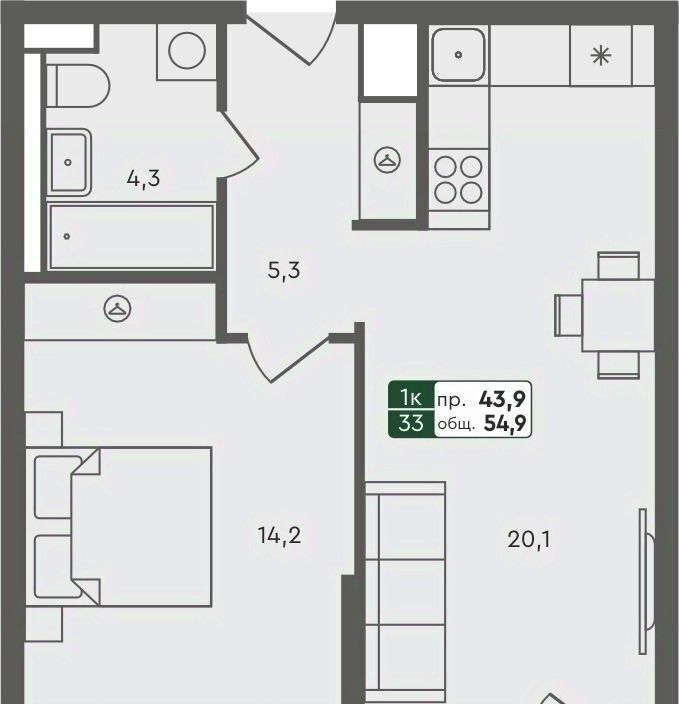 квартира г Курган мкр 6а п Заозерный жилрайон, 25/4 фото 1